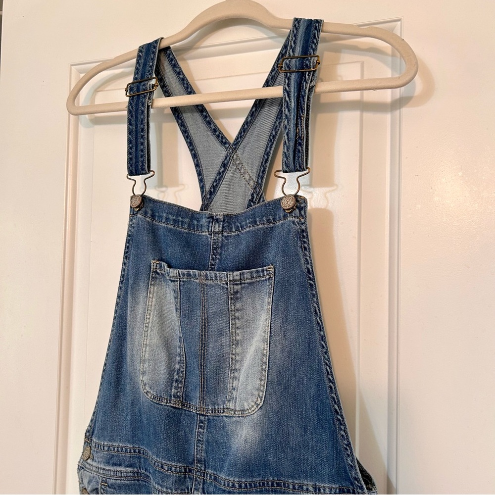 Insane Gene LA Jeans short overall Shortalls medium wash Distressed Size Medium - Picture 3 of 14